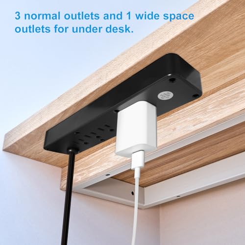 8 Outlets Dual Side USB C Recessed Power Strip Flush Mount Charging Station Built in Desk Multiple Power Socket for Furniture Cabinet Table Conference (Black) - color: Black