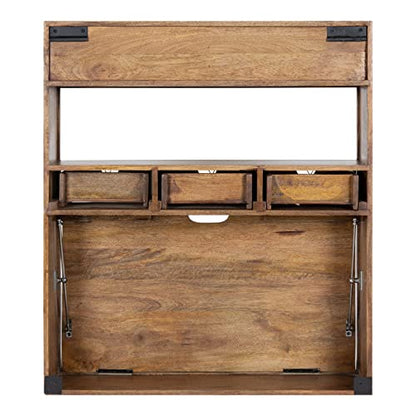 Kate and Laurel Georgie Rustic Wood Floating Desk; 26 x 6 x 30; Natural Wood; Bohemian Computer Desk for Home Office with Folding Design - color: Natural