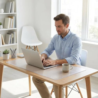 Frosted PVC Desk Pad Mat 12x36 Inch Crystal Table Cloths Rectangular Vinyl Desk Pad Waterproof PVC Plastic Table Cover for Dining TV Table Dresser Night Stand Computer Writing - color: Frosted 1.5mm, size: 12" x 36"