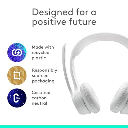 Logitech Zone 300 Wireless Bluetooth Headset with Noise-Canceling Microphone, Compatible with Windows, Mac, Chrome, Linux, iOS, iPadOS, Android – Off-White (Renewed) - color: Off White