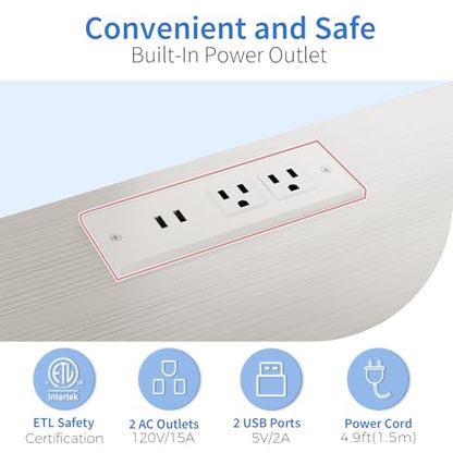 METYERRY Under Desk Printer Stand with Power Outlet, Adjustable Shelf,White - color: White