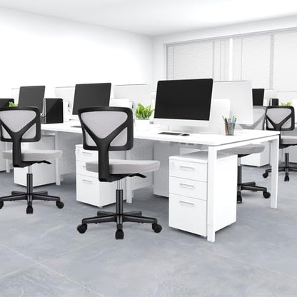 DUMOS Armless Desk Chairs, Small Home Office Mesh Chairs | Ergonomic Adjustable Mid Back, Swivel Rolling Task, Computer Work Vanity Small Spaces, New Grey - color: New Grey, size: 1pc