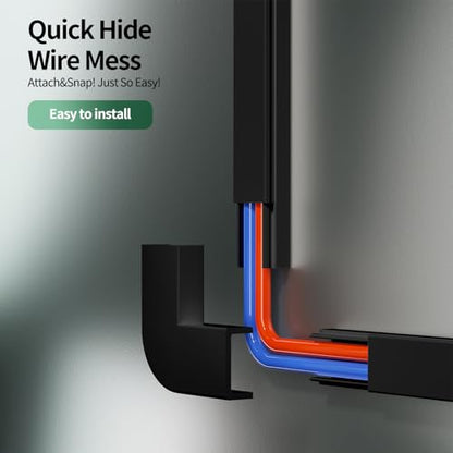 Black Cord Hider, 212.6in Cord Covers for 1-2 Wires on Wall, Paintable Cable Hider, Wire Hider Wire Covers for Cords on Walls, Easy Set-up Cable Raceway Management to Hide Cords, W0.59 H0.4in, Black