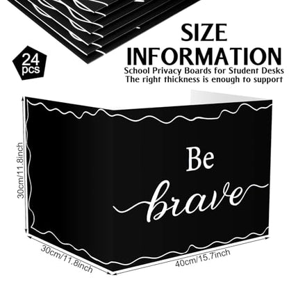 Honoson 24 Pcs Inspirational Privacy Folders for Students | Cardboard Desk Shields with Motivational Words, 6 Designs for Classroom Study, Tri-fold Exam Dividers, Bulk Test Boards - style: Minimalism