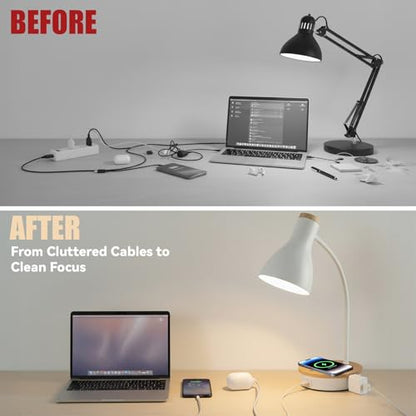 LALISU Desk Lamp for Home Office, 10W Fast Wireless Charger Desk Light - color: White-Fast Charging (10W)