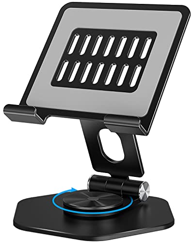Tablet Stand, Aluminum Desktop Holder, Compatible with 5-12.9" iPad, Black - color: Black
