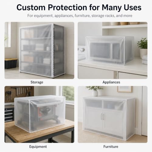Custom Frosted PVC Dust Cover, Made to Size, Zipper Drawstring - color: Frosted Pvc
