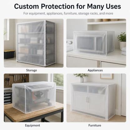 Custom Frosted PVC Dust Cover, Made to Size, Zipper Drawstring - color: Frosted Pvc