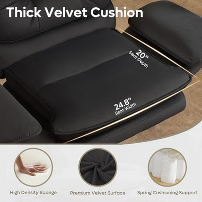 Bestier Criss Cross Chair with Flip-Up Armrests and Headrest, Black Velvet | 135° Reclining Executive Chair with Side Pockets and Wheels, Big and Tall Computer Desk Chair for Home Office - color: Black Velvet, size: High Back