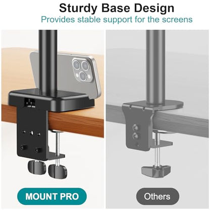 MOUNT PRO Triple Monitor Mount for 13-27 inch Screens, 3 Monitor Desk Mount, Height Adjustable Triple Display Stand, Full Motion Three Computer Arm Hold up to 17.6lbs Each, VESA 75x75, 100x100 - style: Max 27“ Gas Spring（parallel）