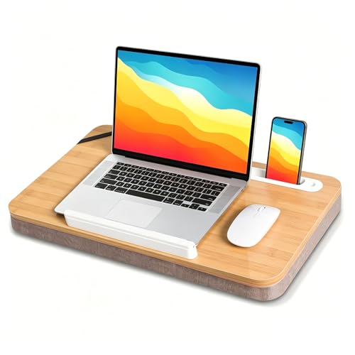 wishacc Portable Lap Desk Tray, Natural Wood, Large 21.1 x 12.9 Inch, for Home Office - color: Wood, size: Medium 21*13 in