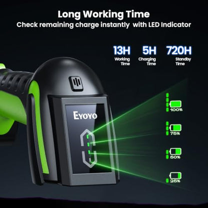 Eyoyo 3-in-1 Handheld 2D QR Industrial Wireless Barcode Scanner Bluetooth