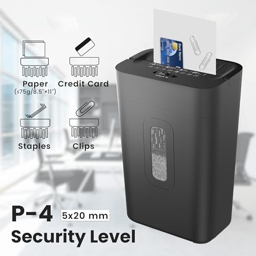 12-Sheet Cross Cut Paper Shredder, 5.55 Gallon Heavy Duty Shredder for Home Office, P-4 High Security Shredders for Paper/Credit Card/Mail/Staples/Clips, Portable Handle Design - size: 12-sheet