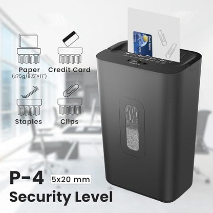 12-Sheet Cross Cut Paper Shredder, 5.55 Gallon Heavy Duty Shredder for Home Office, P-4 High Security Shredders for Paper/Credit Card/Mail/Staples/Clips, Portable Handle Design - size: 12-sheet