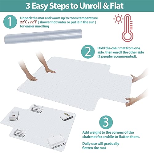 LEMY 48 Inch x 36 Inch 1/8 Inch (3MM) Thickness PVC Floor Office Chair Mat Transparent Plastic Carpet Floor Protector for Chair Desk Home Office - size: 48x36 With Lip