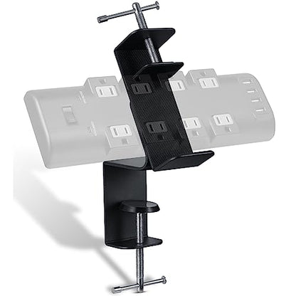 Desk Clamp for Power Strip - Removable Holder for Desk Edge - Sturdy Table Mount - Fits 2.55" to 4.13" Width - Black - size: Large