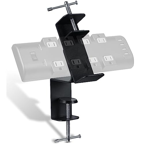 Desk Clamp for Power Strip - Removable Holder for Desk Edge - Sturdy Table Mount - Fits 2.55" to 4.13" Width - Black - size: Large