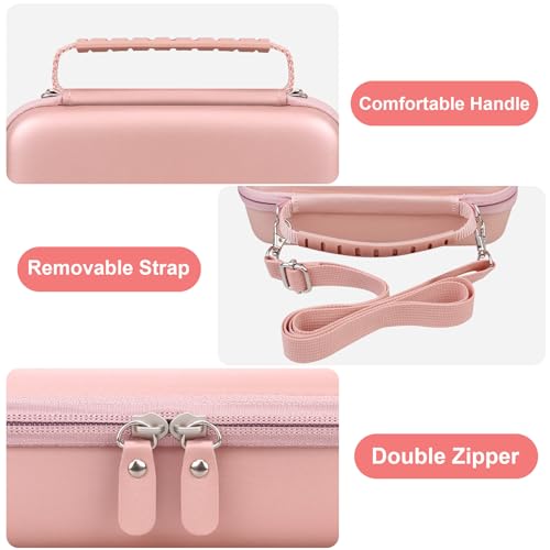 Canboc Carrying Case for NIIMBOT B21 Label Maker, Rose Gold (Case Only) | Portable Bluetooth Thermal Label Printer Bag with Removable Shoulder Strap, Mesh Pocket fit Printer Labels, USB Cable - color: Rose Gold+Rose Gold