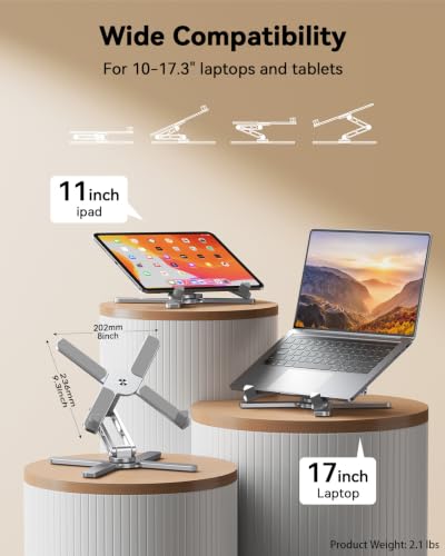 TECKNET Laptop Stand,360°Rotating Base,Adjustable Ergonomic Design