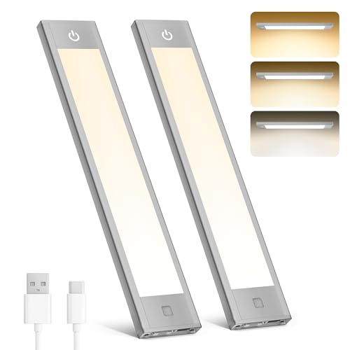 V4light Motion Sensor Cabinet Light, Rechargeable, Dimmable, 2Pcs, 9in | Silver aluminum, magnetic wireless, 1800mAh, 3 color temps & dimmable, ideal for kitchen, pantry & closets - color: Silver