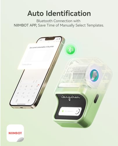 NIIMBOT B21 Label Maker, 2 Inch Bluetooth Thermal Label Printer, Green | Retro Sticker Printer, for Address, Logo, Canning Jar, Candle, Mailing,Gift, Compatible with Phones and PC - color: Green