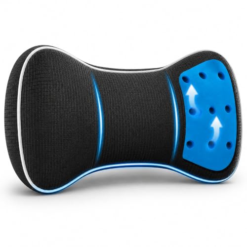 SAMSONITE, Infused-Gel Car Neck Pillow with Airflow Memory Foam, Headrest Support Cushion for Driving, Universal - Fits Any Vehicle, Including SUVs and Trucks, Washable Cover, Black… - color: Black Mesh With Cooling