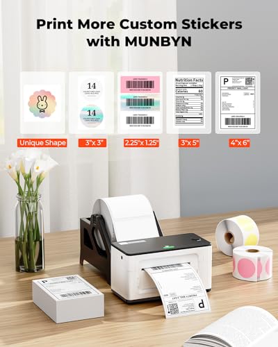 MUNBYN Bluetooth Thermal Label Printer 941BP, 300DPI Wireless 4x6 Shipping - color: White