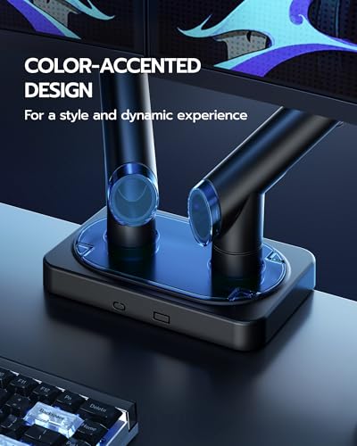ARES WING 17-45 Inch Monitor Arm Ultrawide Dual Monitor Mount, Black | Heavy Duty Mechanical Spring Monitor Stand Adjustable Arms Holds up to 44lbs, 75/100 VESA Mount with Clamp/Grommet Base - color: Black, style: Non RGB