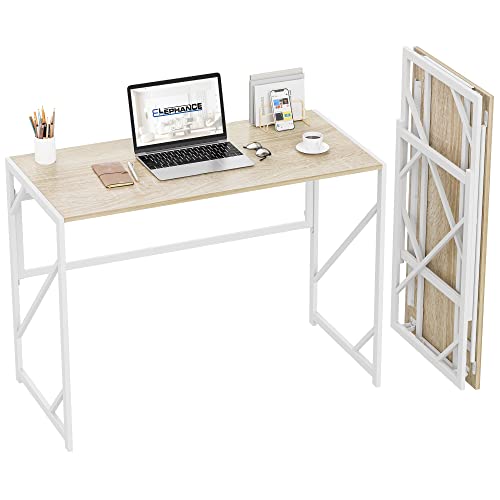 Elephance Folding Desk Writing Computer Desk for Home Office No-Assembly | Study Office Desk,Foldable Table for Small Spaces,31.5 Inch,Beige - color: Beige, size: 31.5 Inch