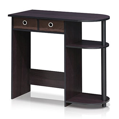 Furinno Go Green 32-Inch Computer Desk with 2-Tier Shelf, Dark Mocha - color: Dark Mocha, size: 32-in Wide with 2 Drawers
