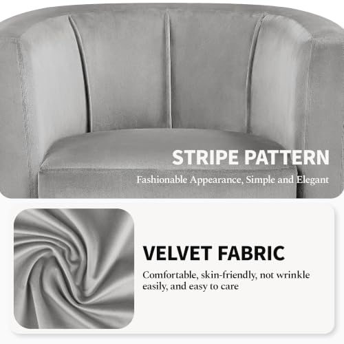 Yaheetech Barrel Accent Chairs Set of 2, Modern Armchairs, Gray | Soft Velvet Chair with High-Density Foam Seat, Upholstered Barrel Sofa Chair for Living Room Bedroom Waiting Room - color: Grey, size: Set of 2