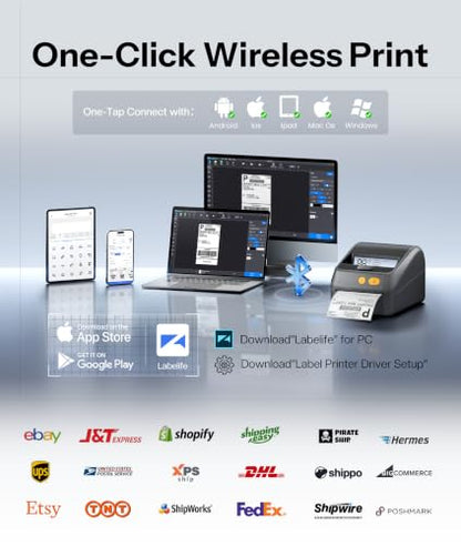 Phomemo Shipping Label Printer with Screen and Built-in Label Bin - color: Gray