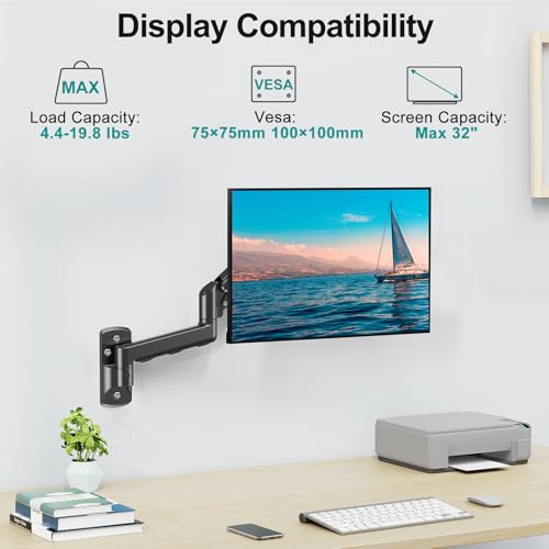 Monitor Wall Mount Fits up to 32" Computer Screens Max 19.8lbs - style: Wall Mount Black