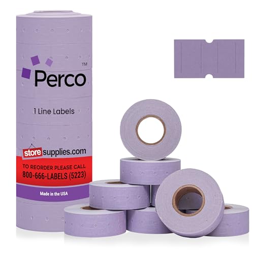 Perco 1 Line Lavender Labels - 8,000 Blank Price and Date Gun Labels for Perco Lite, X, Plus and Pro 1 Line Price and Date Guns- 8 Rolls, 1 Sleeve - Made in USA - color: Lavender, size: 1 Sleeve