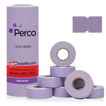 Perco 1 Line Lavender Labels - 8,000 Blank Price and Date Gun Labels for Perco Lite, X, Plus and Pro 1 Line Price and Date Guns- 8 Rolls, 1 Sleeve - Made in USA - color: Lavender, size: 1 Sleeve