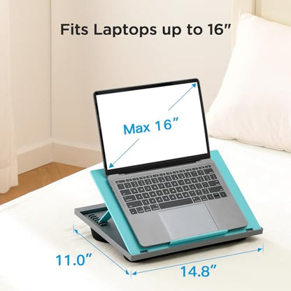 HUANUO Lap Desk with 8 Adjustable Angles – Up to 15.6" Laptop, Turquoise - color: Turquoise