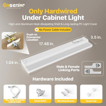 Hardwired Under Cabinet Lighting, 18 Inch 10W Linkable Cabinet Light ,2Pack - color: 2 Pack, size: 18 Inches