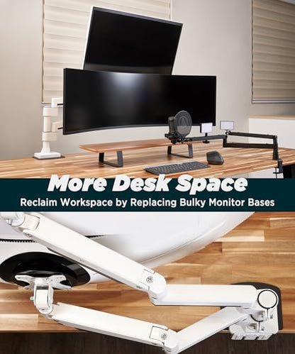 ULTRARM Heavy Duty Dual Monitor Arm with Reinforcement Plate for Ultrawide Monitors up to 57" and 44 lbs, Dual Monitor Stand for Dual 49" Vertical Stacked Monitor Mount