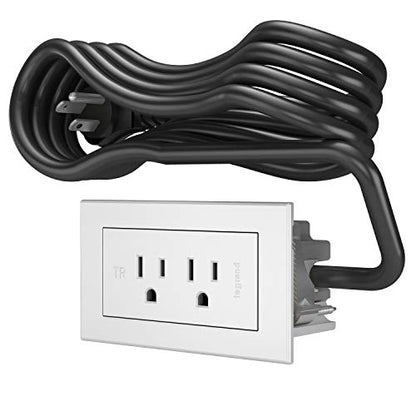Legrand radiant Recessed Furniture Power Strip 2 Outlet White 6 Ft Cord | Wiremold Commercial Rated, Utlra Durable, Child Safe Tamper Resistant, Easy Installation, Screwless Bezel, Low Profile