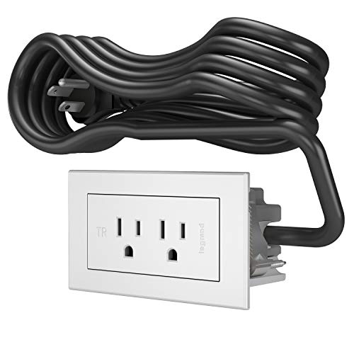 Legrand radiant Recessed Furniture Power Strip 2 Outlet White 6 Ft Cord | Wiremold Commercial Rated, Utlra Durable, Child Safe Tamper Resistant, Easy Installation, Screwless Bezel, Low Profile