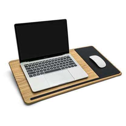 Lap Desk with Soft Cushion and Wrist Rest – Portable Laptop Desk for Bed, Couch & Home Office, Removable Mouse Pad & Anti-Slip Strip for 17 inch Laptop (Large, Wood Pattern) - size: Large