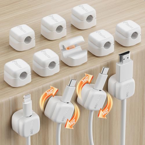 12Pack Rotatable Cord Organizer,Spring Cable Clips Desk Cable Management Cord Holder Adhesive Phone Charger Cord Clips for Home Office Car Wall Nightstand Accessories, White - color: White, size: 12Pack