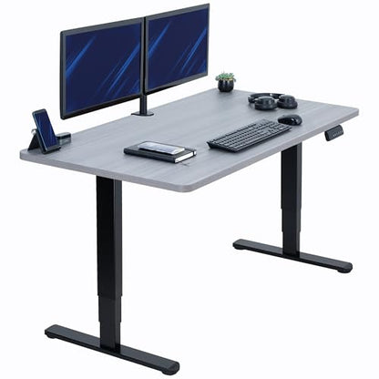 VIVO Dark Gray 55 x 28 in Standing Desk, DESK-KIT-2B55G - color: Dark Gray Top / Black Frame, size: 55 x 28