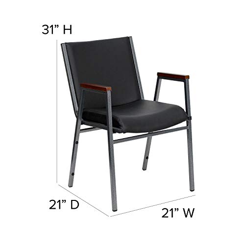 Flash Furniture 4 Pack HERCULES Series Heavy Duty Black Vinyl Stack Chair with Arms - color: Black Vinyl, size: Set of 4