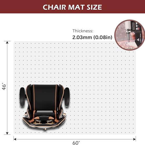 Low and Medium Pile Carpet Office Mat Chair Mat | Clear (46" x 60") - size: 46" x 60" Rectangular