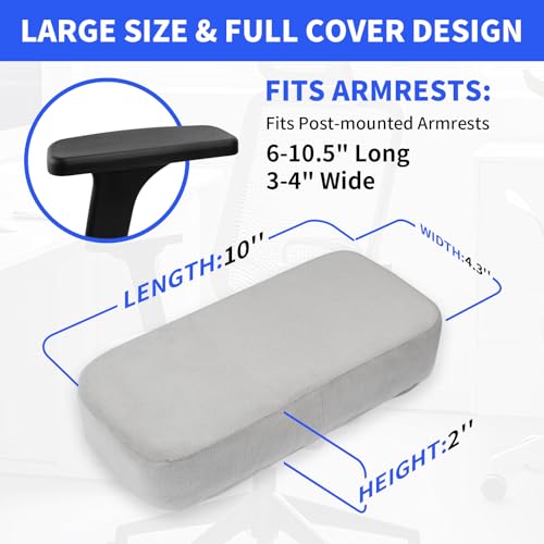 YOUFi Office Chair Arm Covers,Extra Soft Velvet Armrest Cushion,Set of 2 - color: Gray