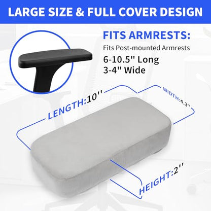 YOUFi Office Chair Arm Covers,Extra Soft Velvet Armrest Cushion,Set of 2 - color: Gray