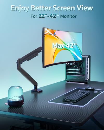 Heavy Duty Single Monitor Arm for Max 42 Inch Hold up to 33 lbs | Monitor Mount Desk Mount Height Adjustable Ultrawide Monitors Stand VESA Mount 70/100 - style: Single