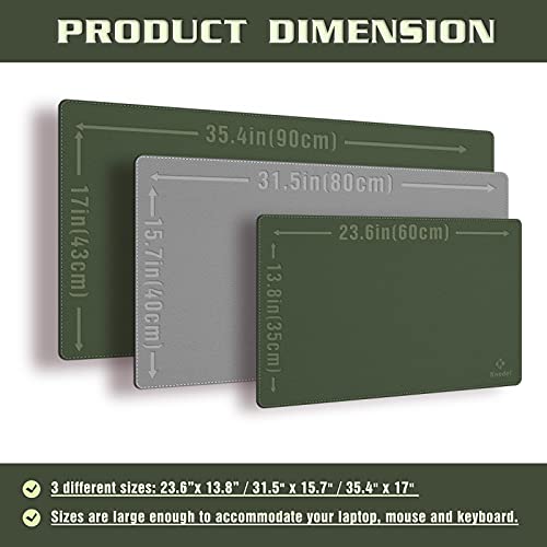 K KNODEL Large Sewing Leather Desk Mat, Desk Pad (Dark Green, 35.4" x 17") - color: Dark Green/Gray, size: 35.4" x 17"
