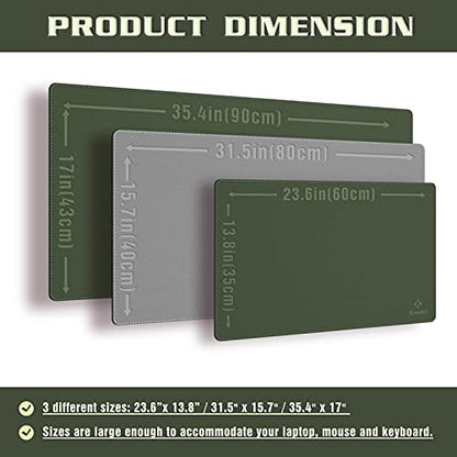 K KNODEL Large Sewing Leather Desk Mat, Desk Pad (Dark Green, 35.4" x 17") - color: Dark Green/Gray, size: 35.4" x 17"